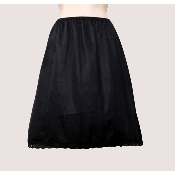 Vintage Deena Half Slip Womens M Black Lingerie Lace Hemline Satin Nylon - Picture 4 of 6